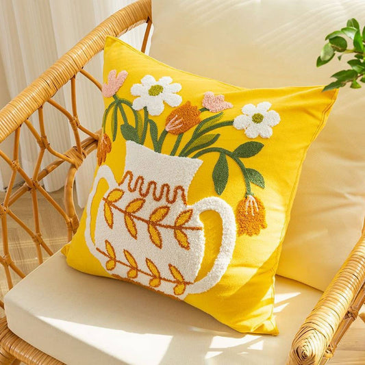 Floral Embroidered Pillow