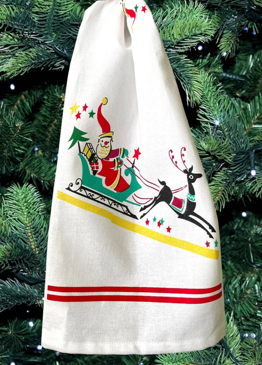 Santa's Christmas Ride Kitchen Tea Towel