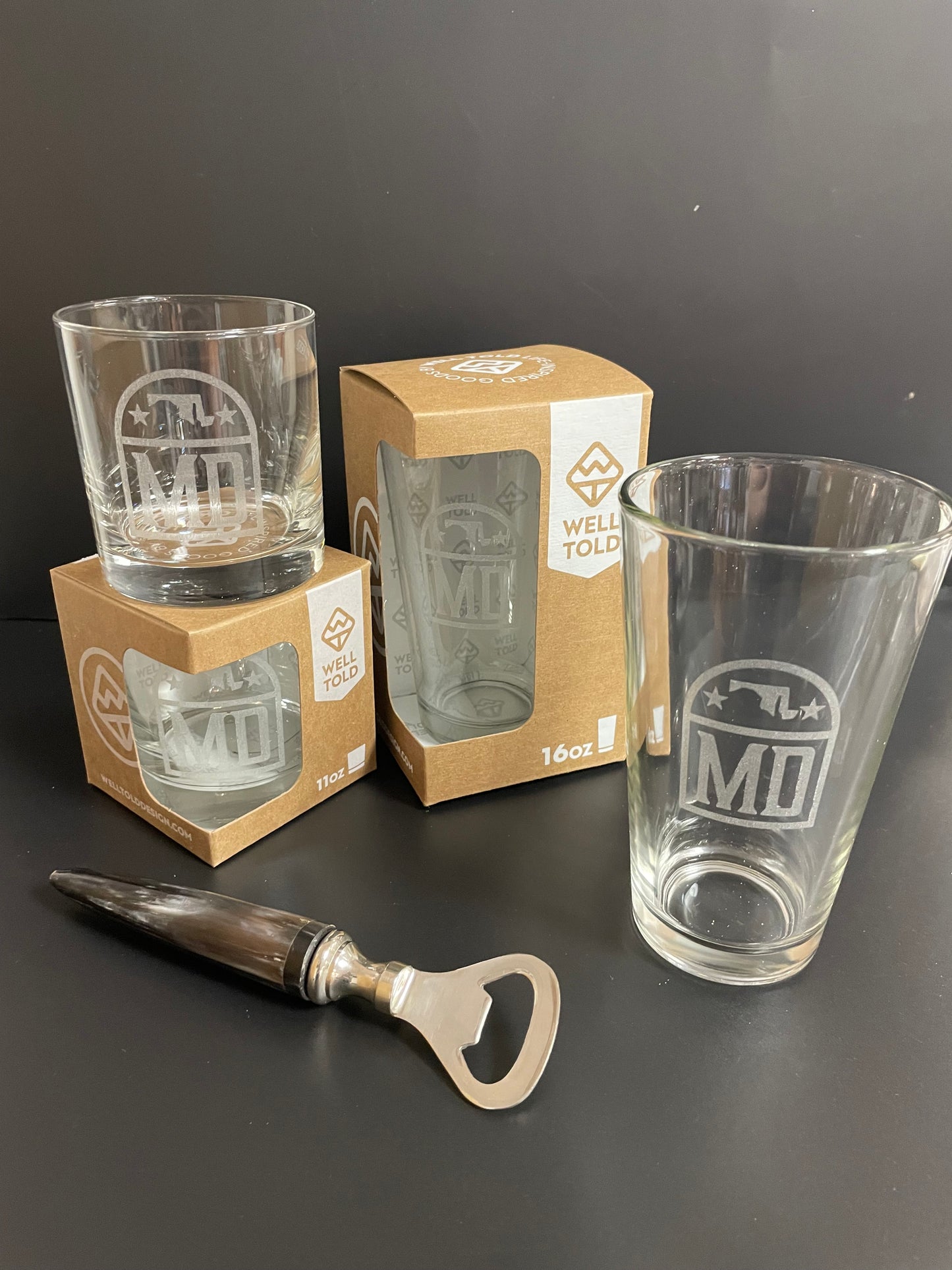 Maryland State Bourbon Whiskey Rocks Glass