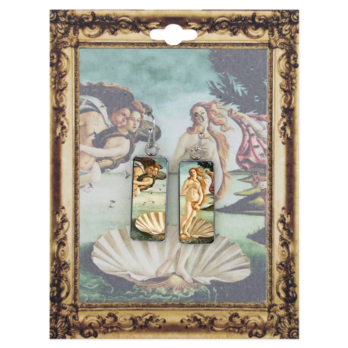 Venus Print Silver Bar Fine Art Earrings