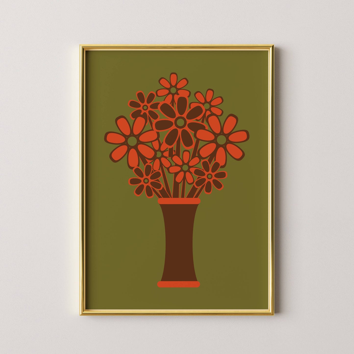 Brown Vase Orange Flowers Print