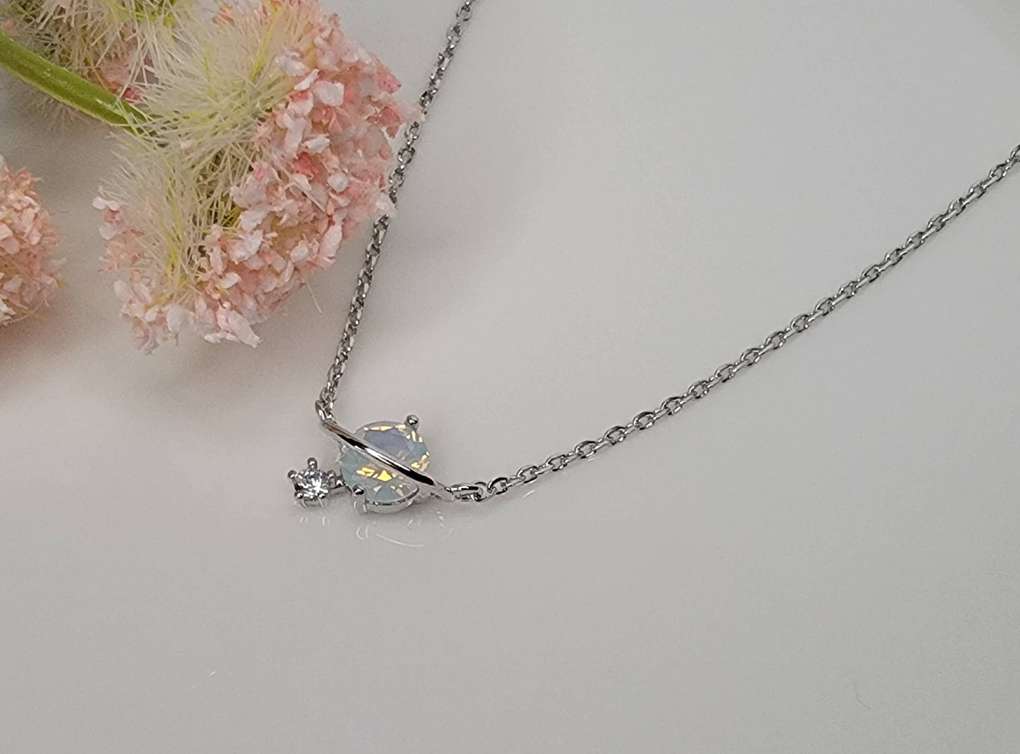 OPAL/LAB GROWN OPAL PLANET NECKLACE.