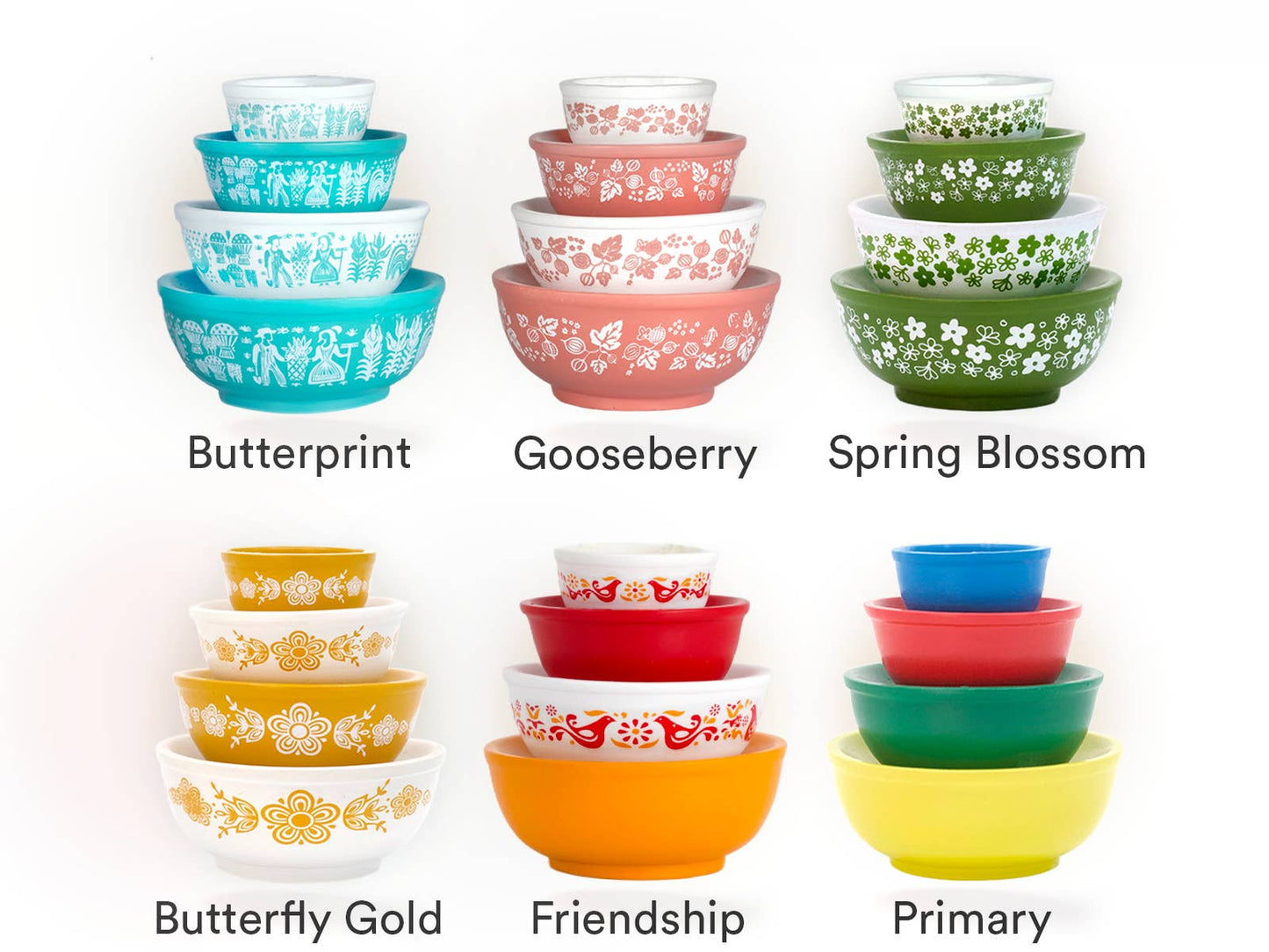 Mini Pyrex-Inspired Mixing Bowls – Retro Stackable Set