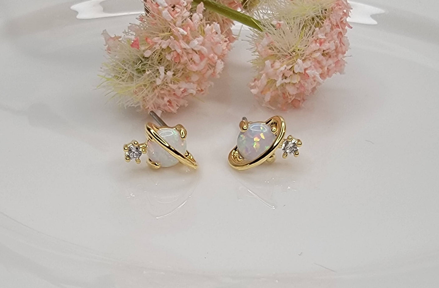 PLANET OPAL CZ STUD EARRINGS.