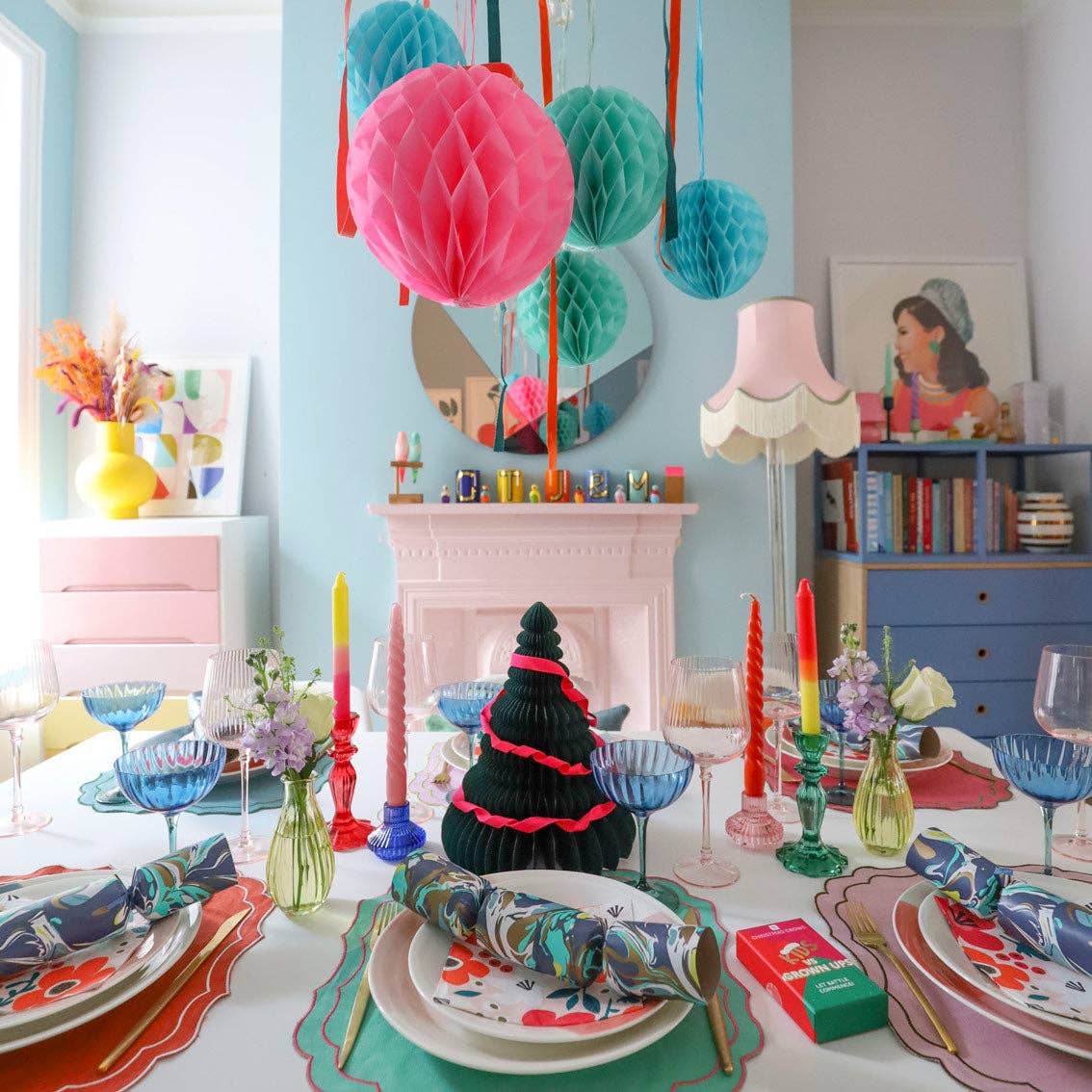 Red Glass Candle Holder | Valentines Decor |