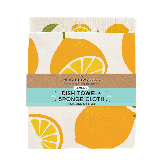 Lemon - Tea Towel + Sponge Cloth Set