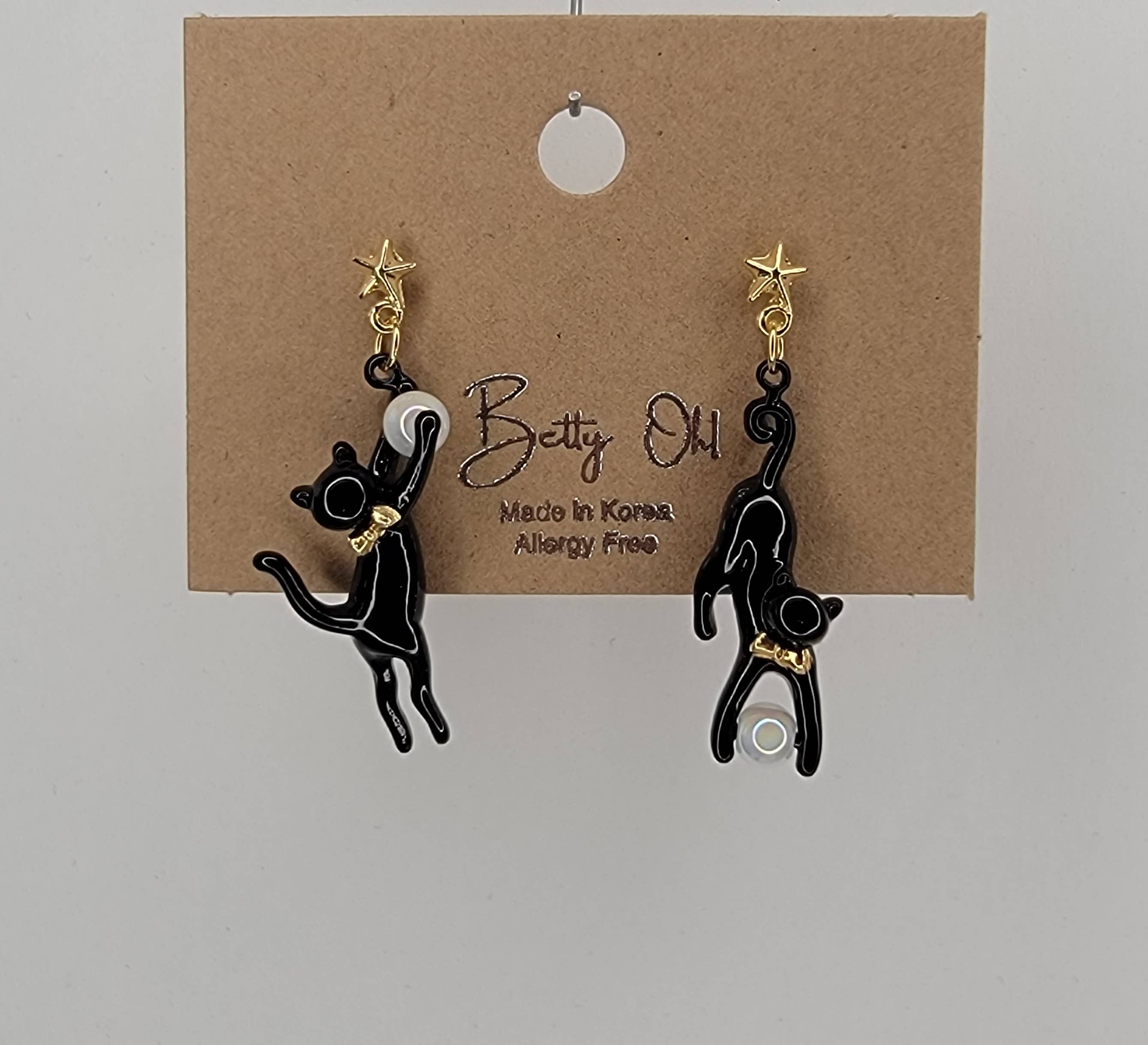 Black Cat Dangle Earrings