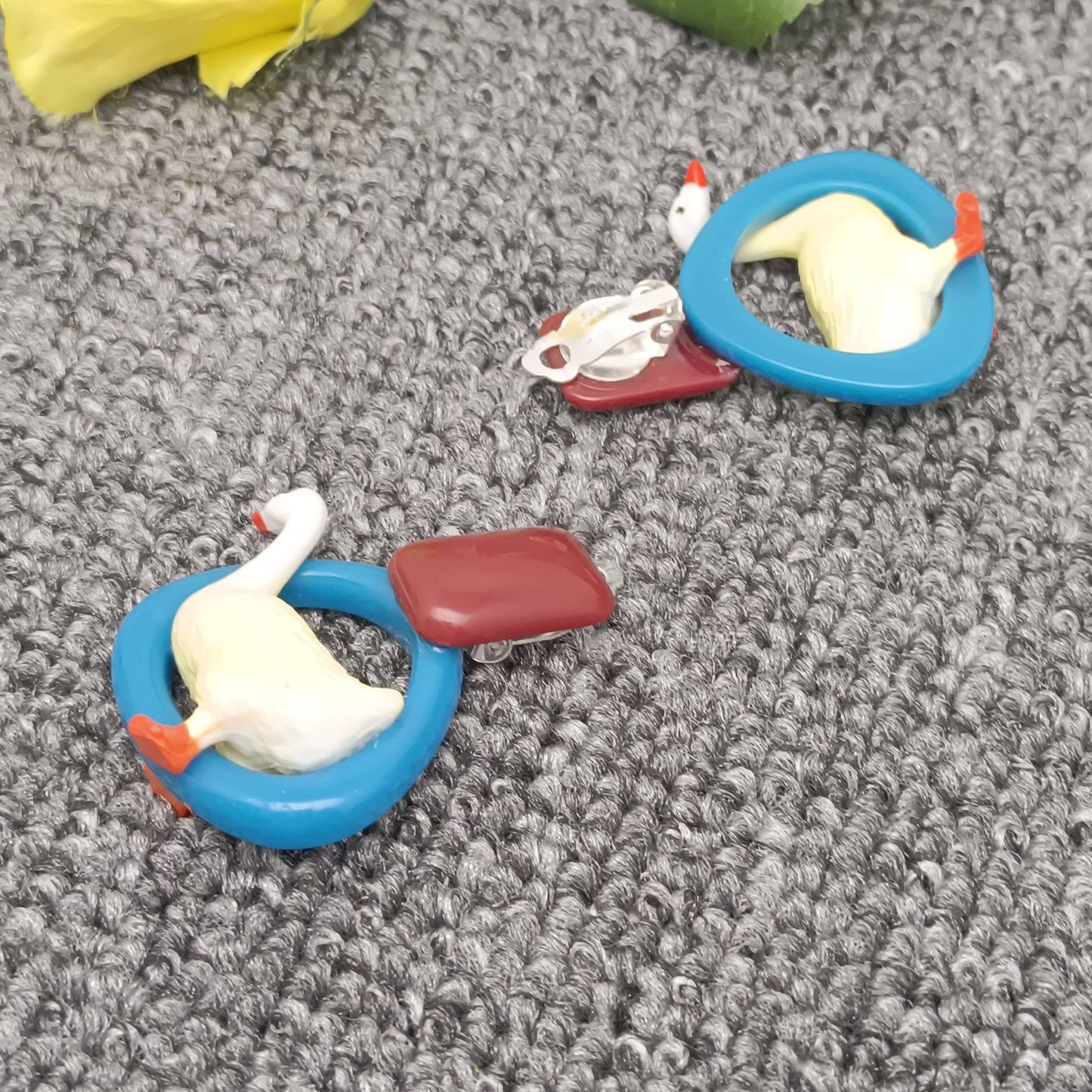 Funny Duck Charm Earrings