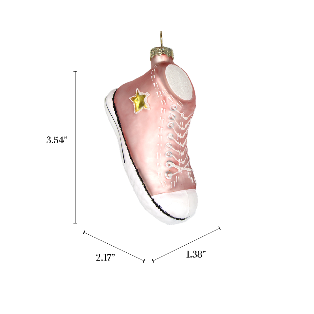 Pink Sneaker Glass Christmas Ornament