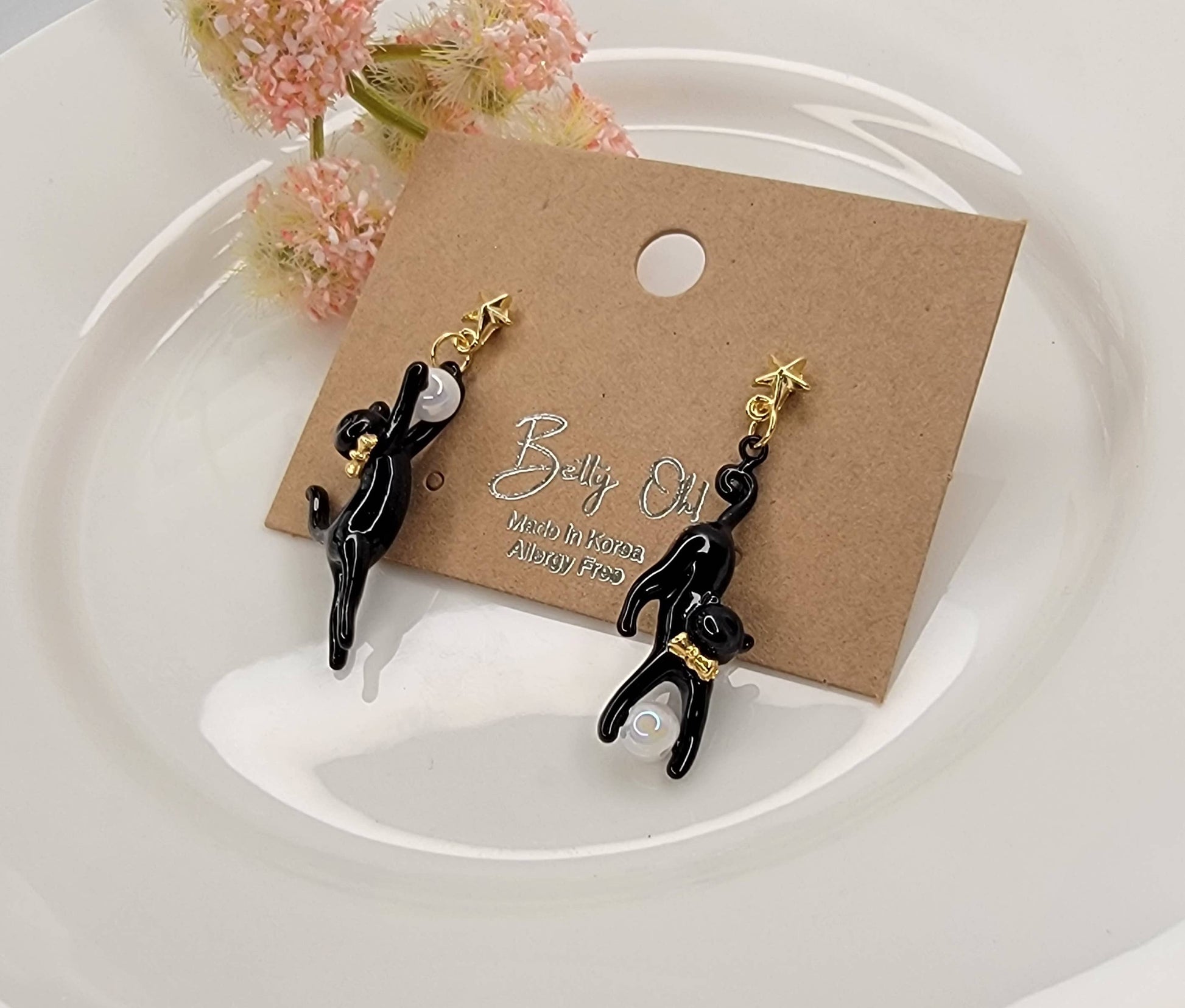 Black Cat Dangle Earrings