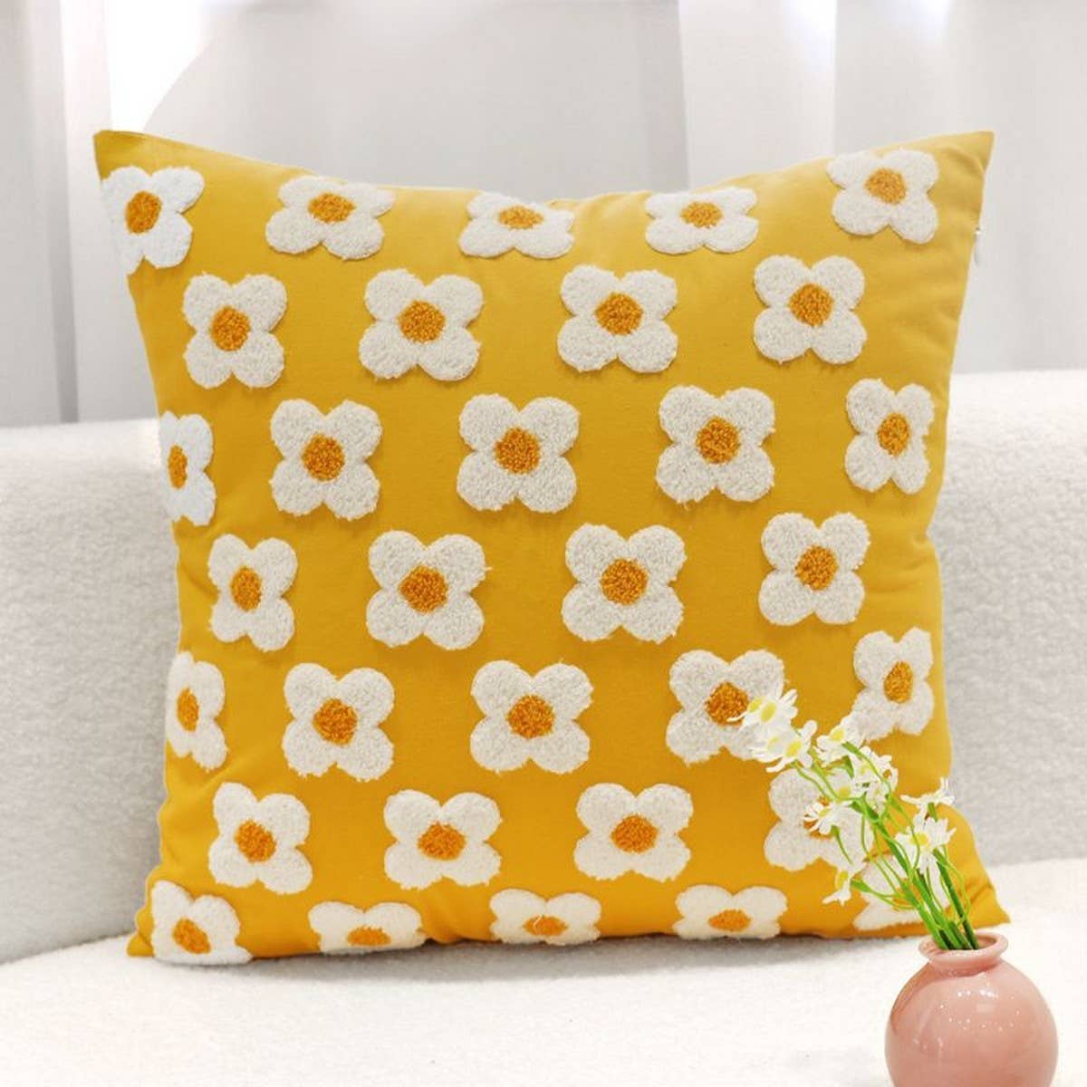 Floral Embroidered Pillow