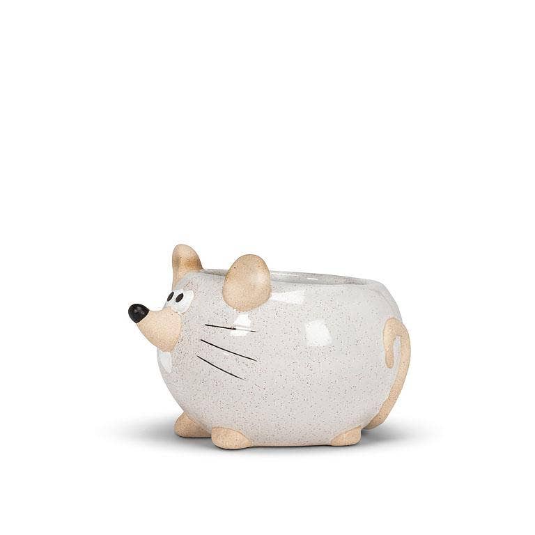 Sm Mouse Planter-Wht-2.5H