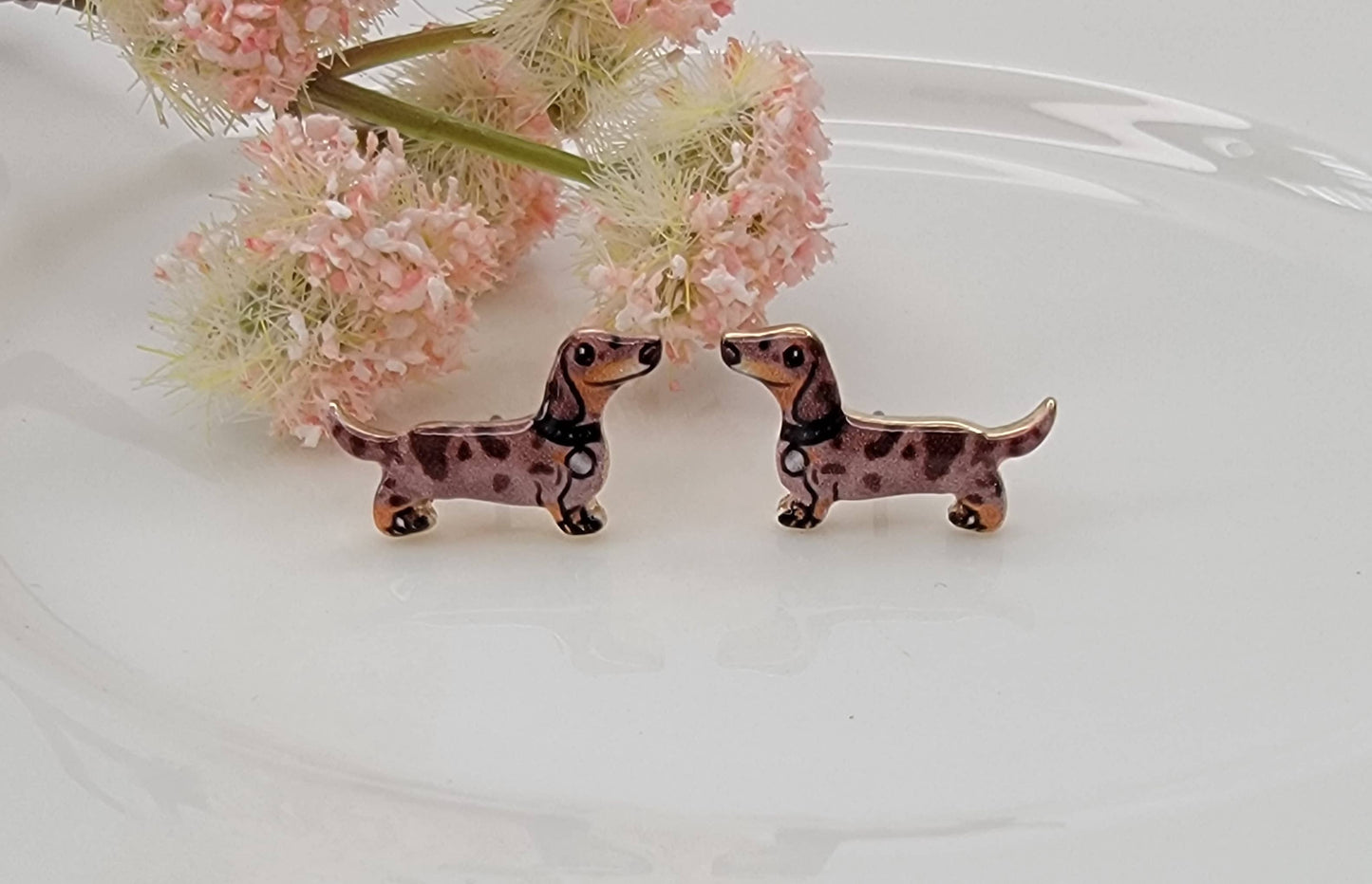 DACHSHUND POST EARRINGS.