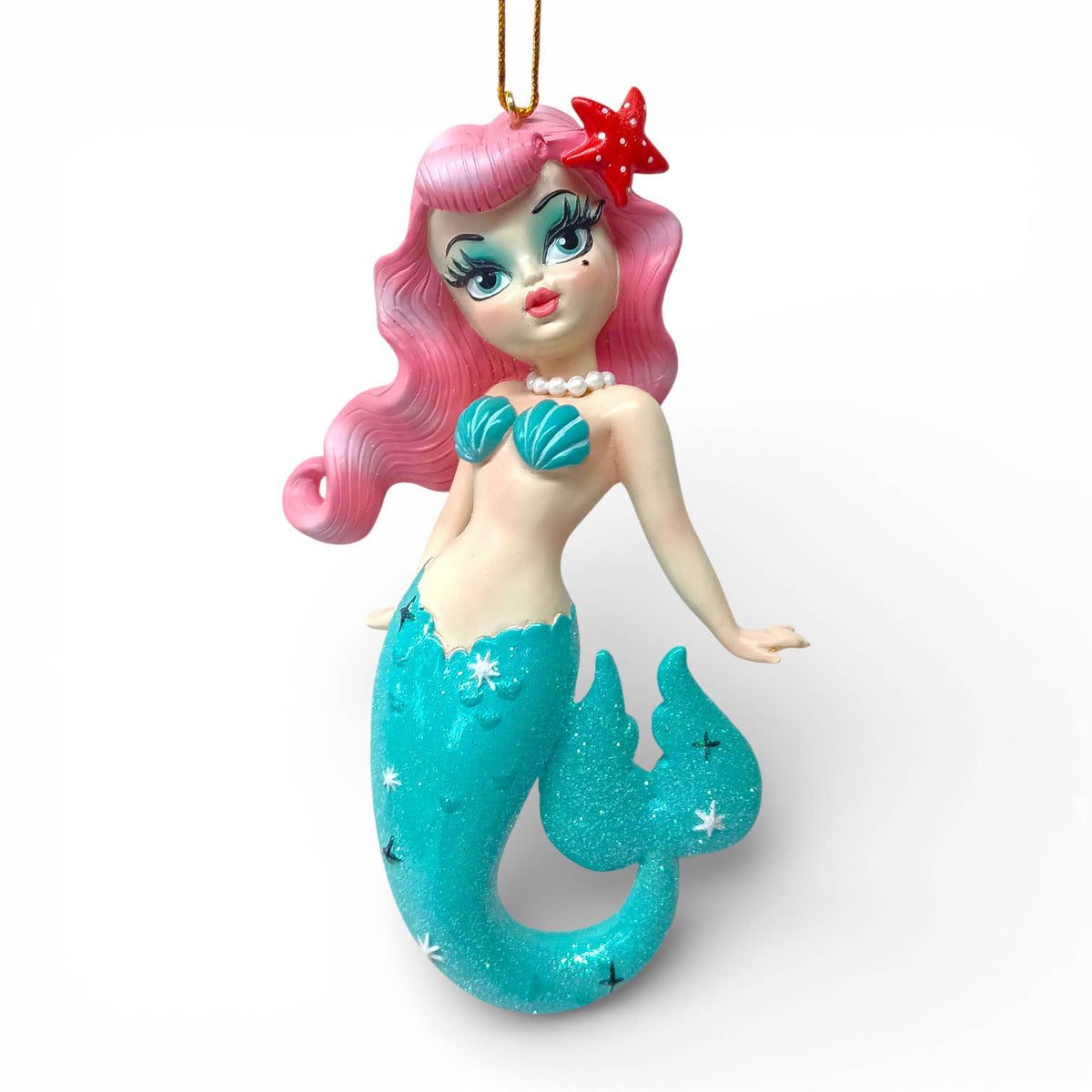 Shelly Pink Hair Mermaid Ornament by Miss Fluff