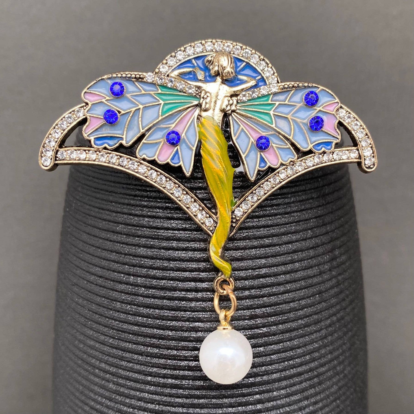 Rhinestones Inlaid Enamel Elf Brooch