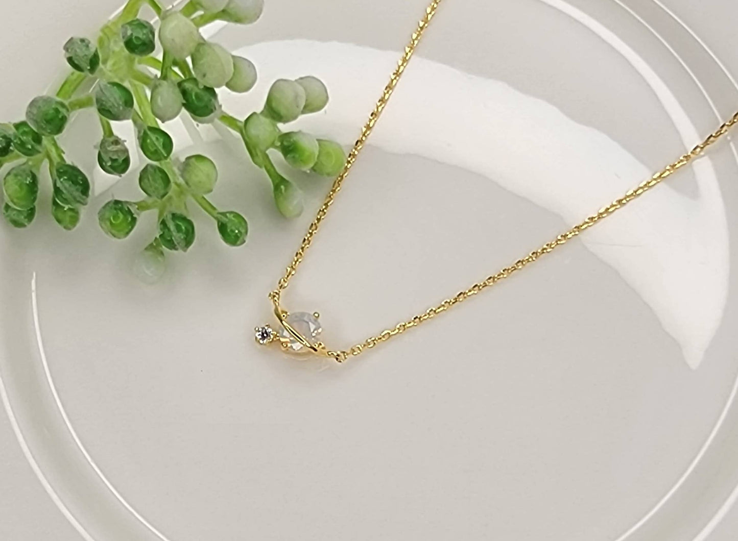OPAL/LAB GROWN OPAL PLANET NECKLACE.