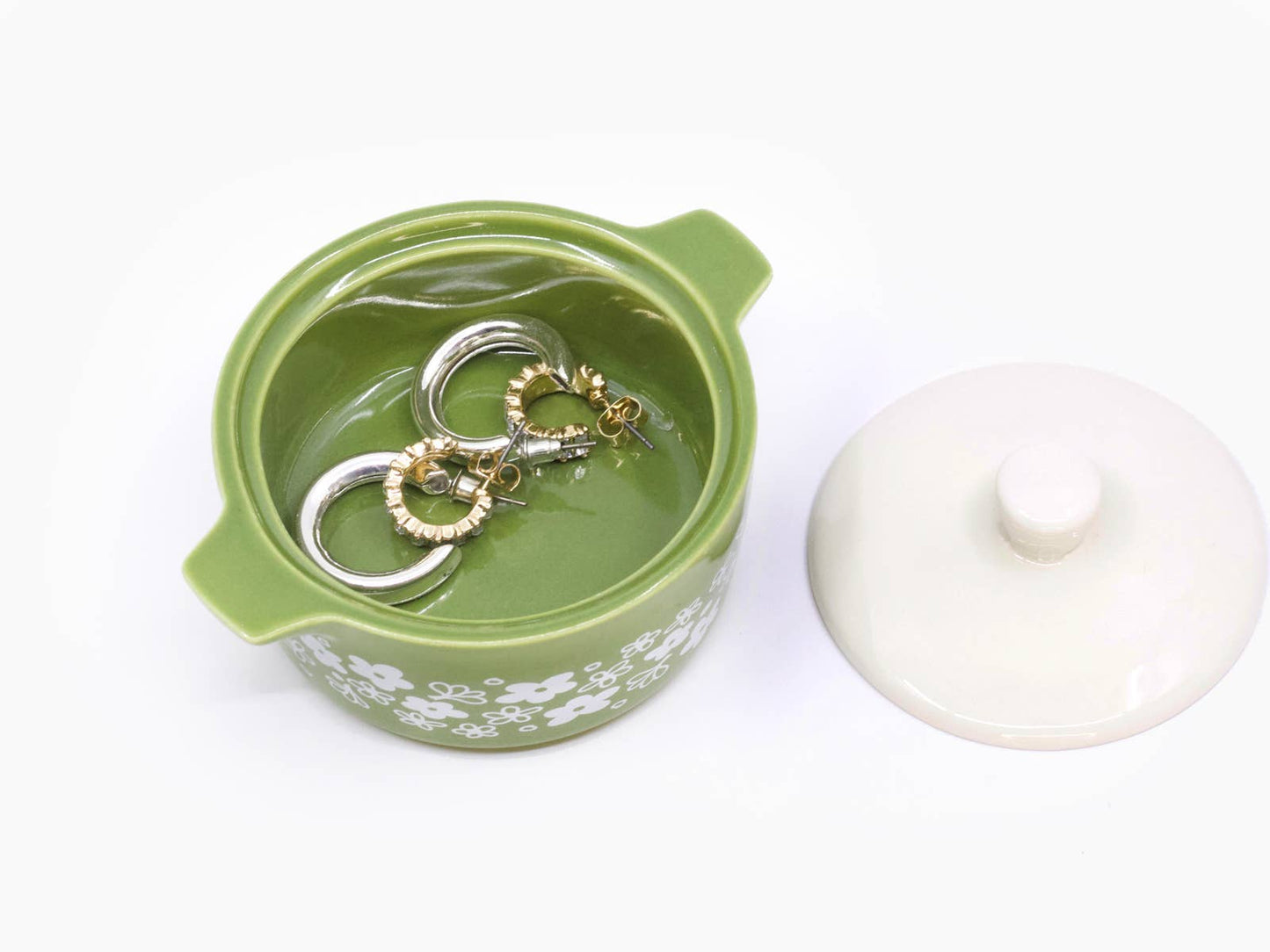 Pyrex-Inspired Spring Blossom Casserole Ceramic Trinket Box