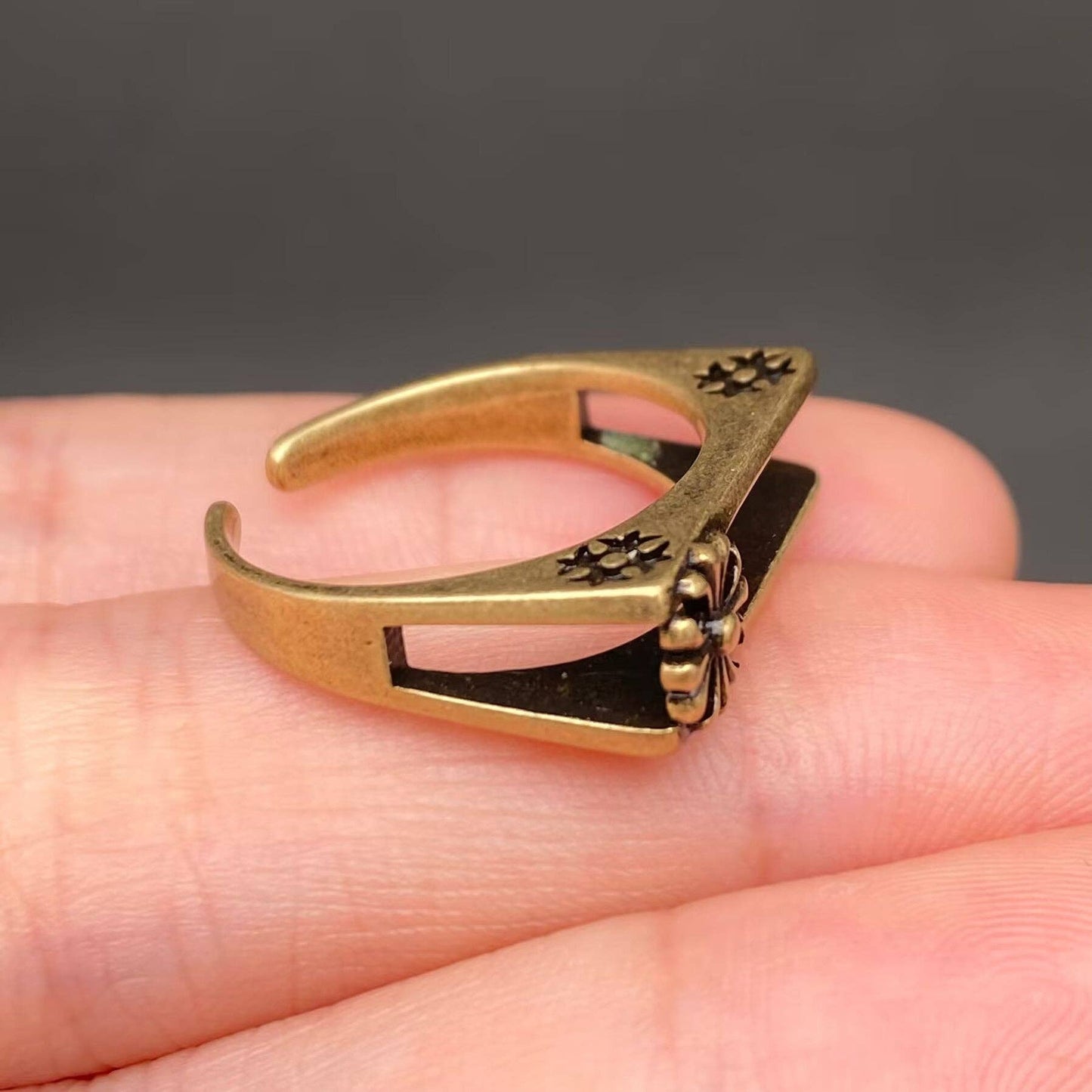 Hollowed Square Bronze Adjustable Ring