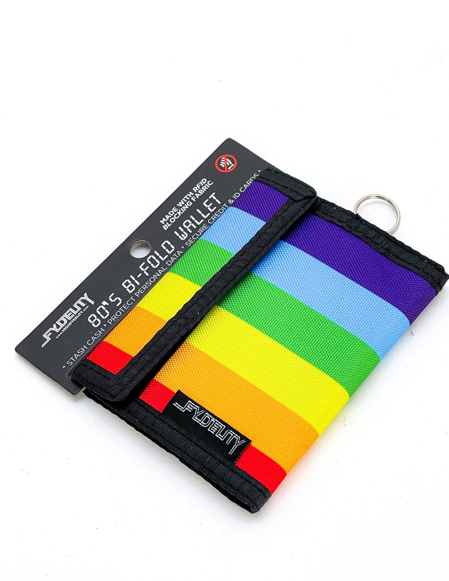 80714: 80's Bi-Fold Wallet w/ RFID Protection | Rainbow Blac