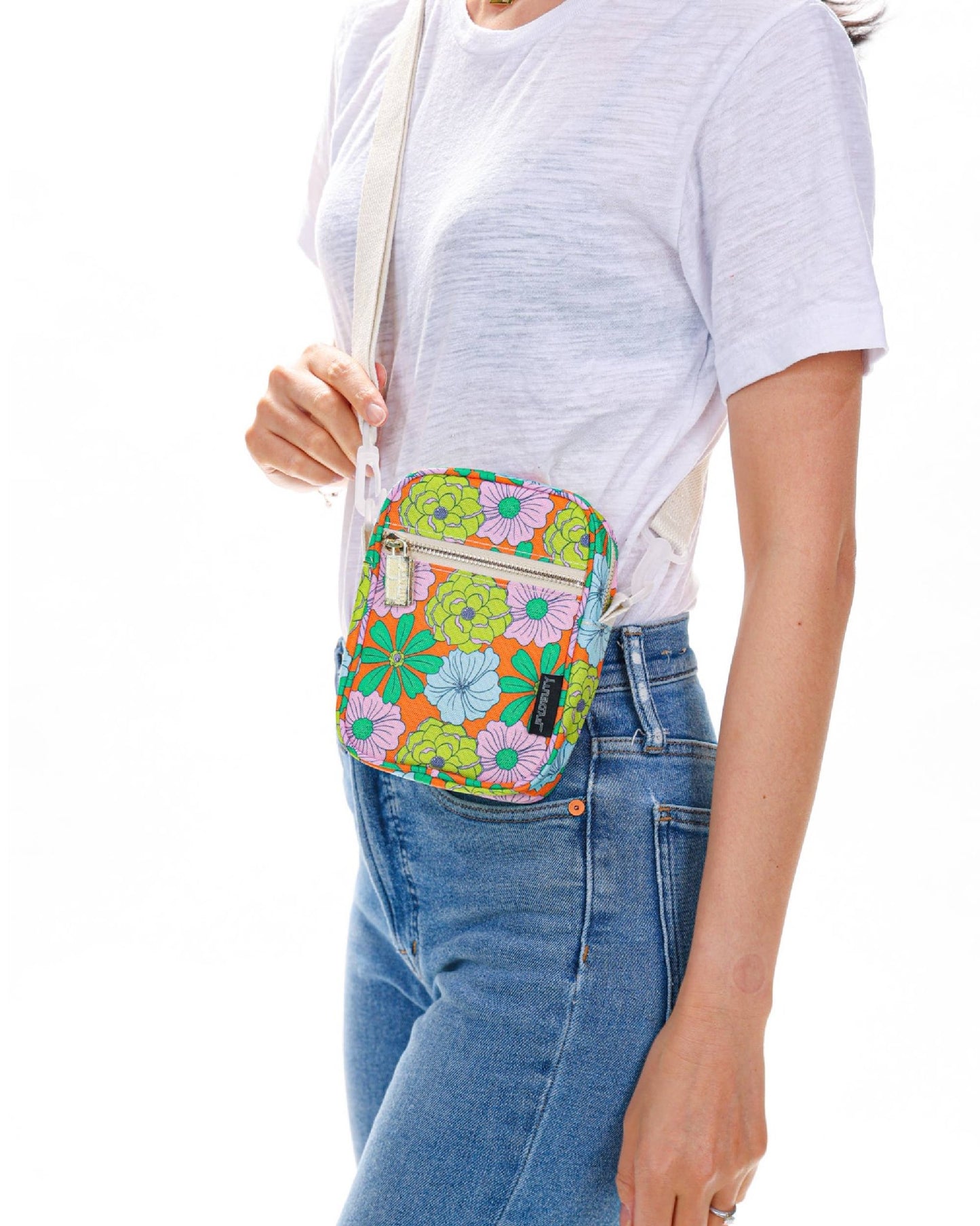 88618: Crossbody Mini Brick Bag | Recycled RPET | Floral Ora - Vintage MC