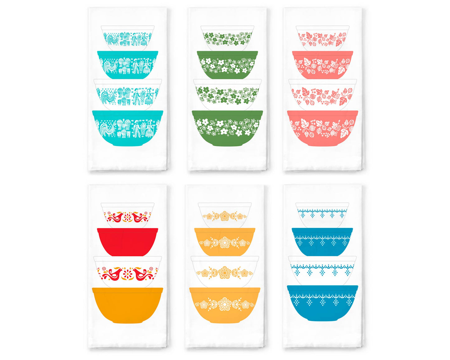 Pyrex-Inspired Tea Towel Cotton – Retro Kitchen Gift