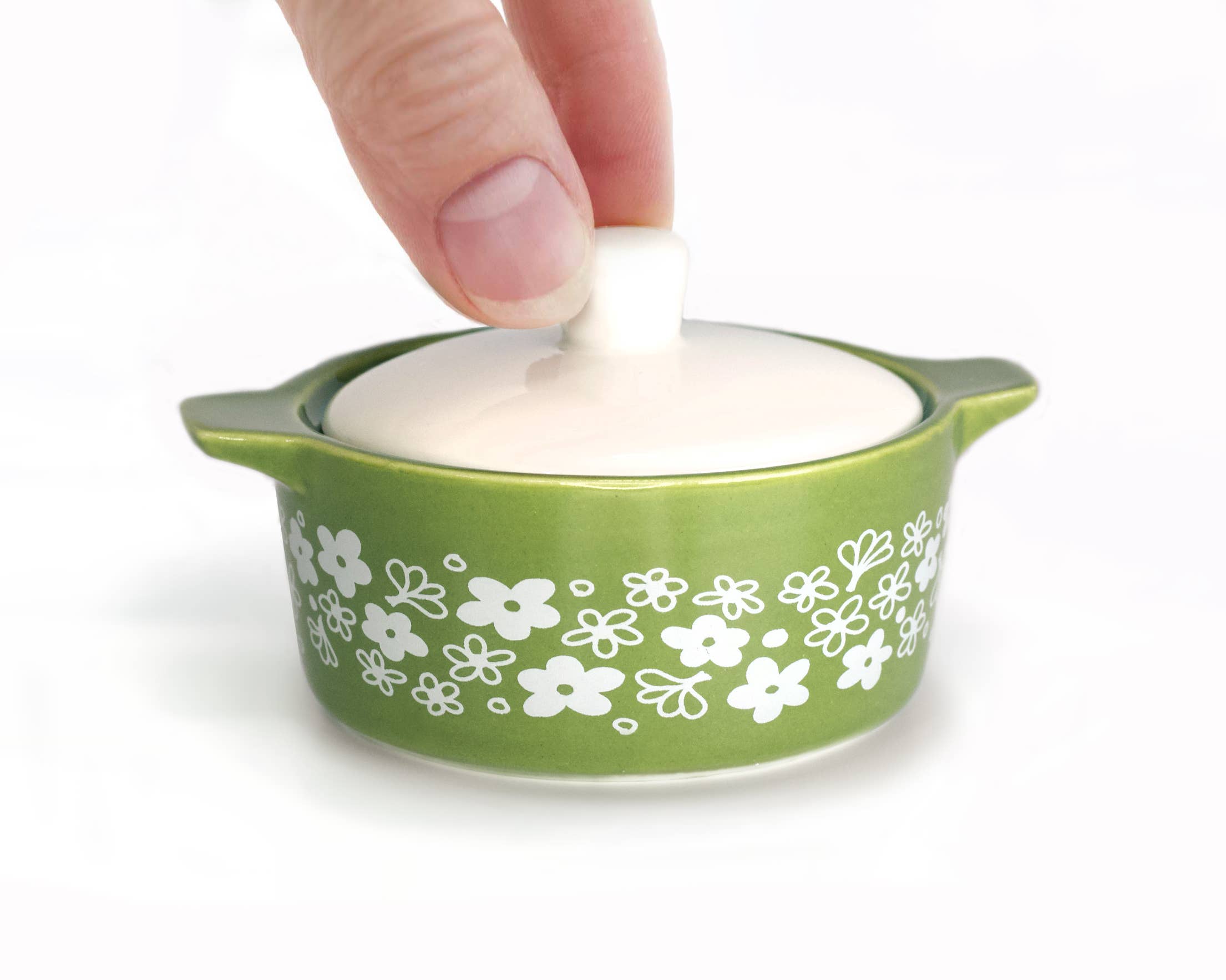 Pyrex-Inspired Spring Blossom Casserole Ceramic Trinket Box