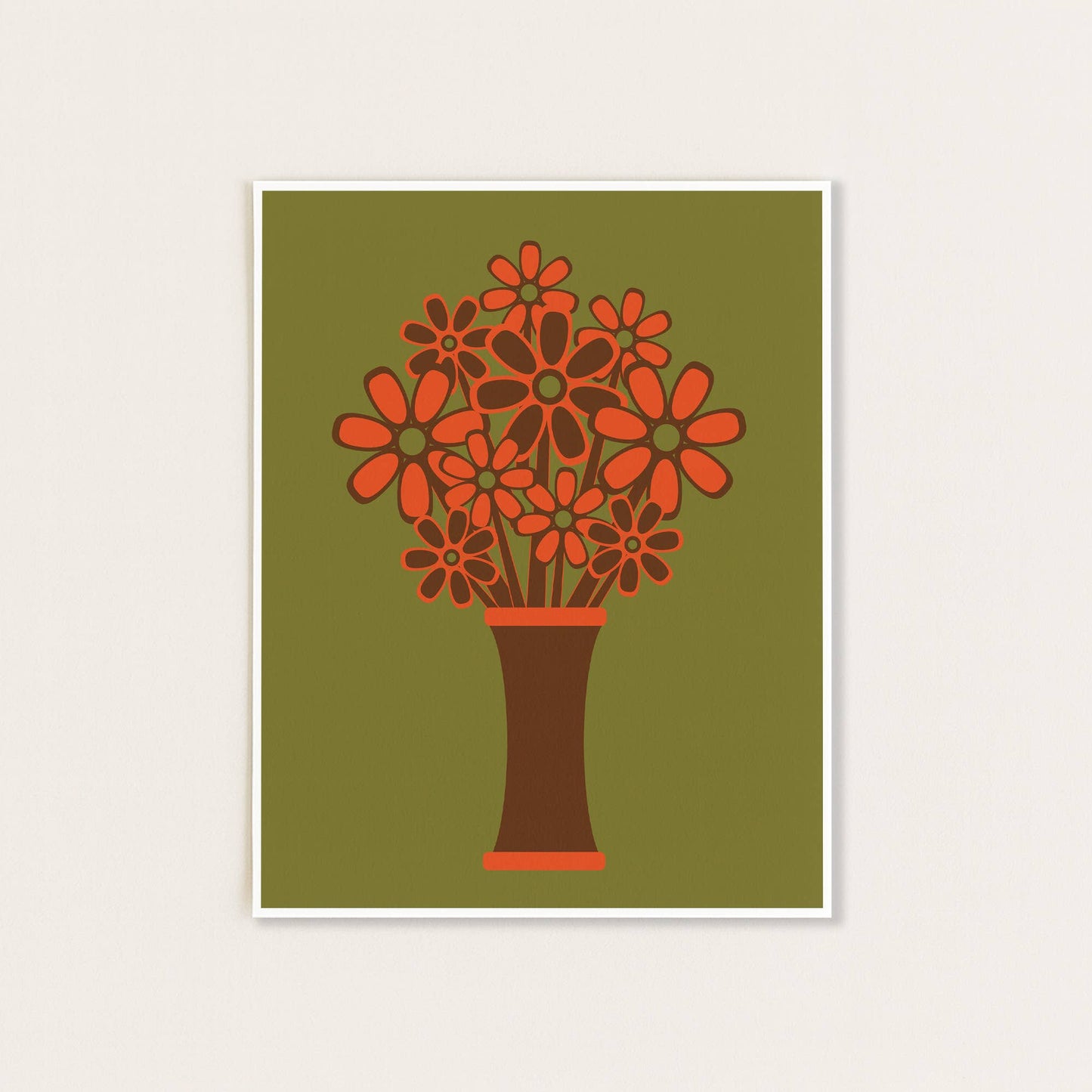 Brown Vase Orange Flowers Print