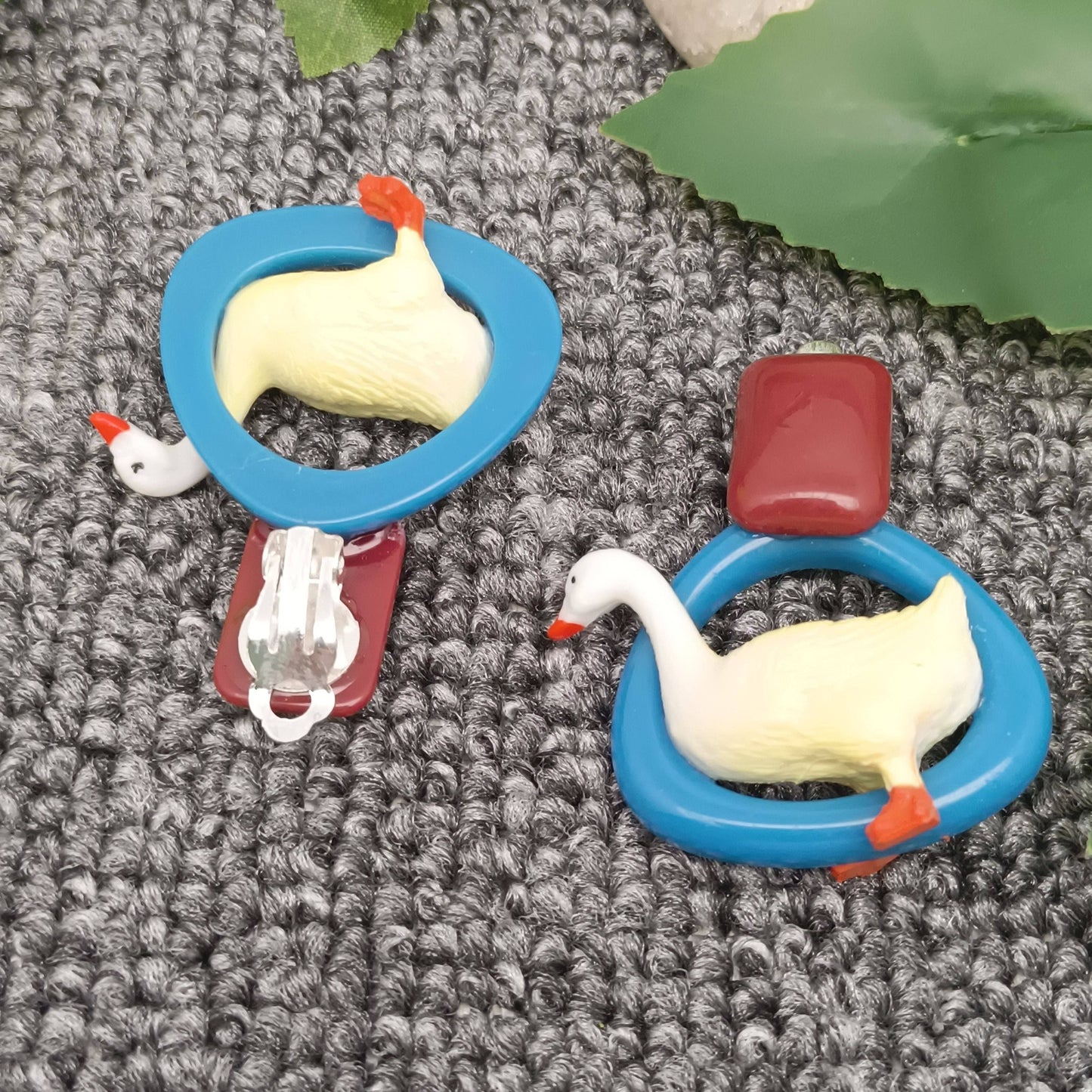 Funny Duck Charm Earrings