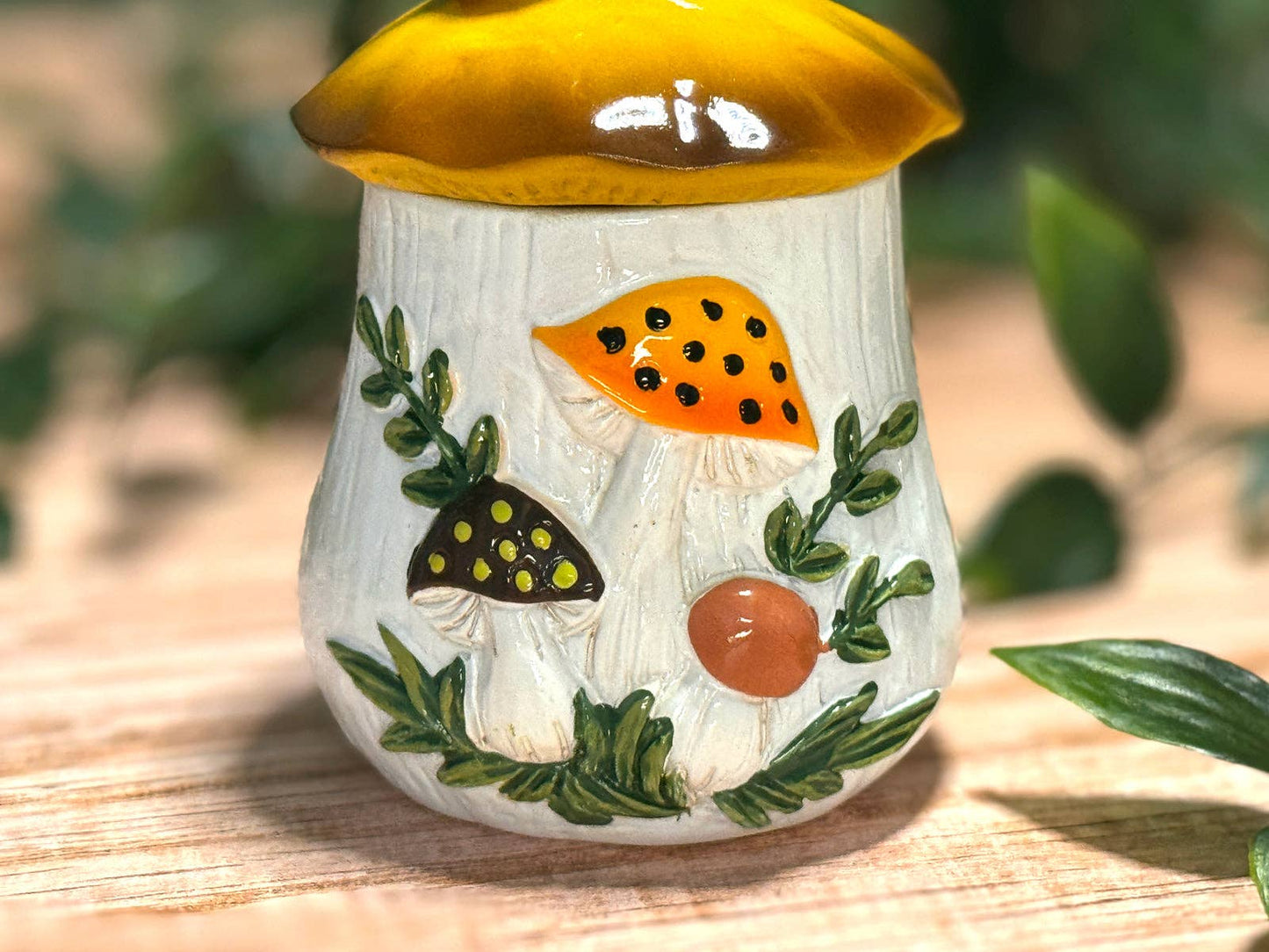 Merry Mushrooms-Inspired 70s Hand-Painted Trinket Box