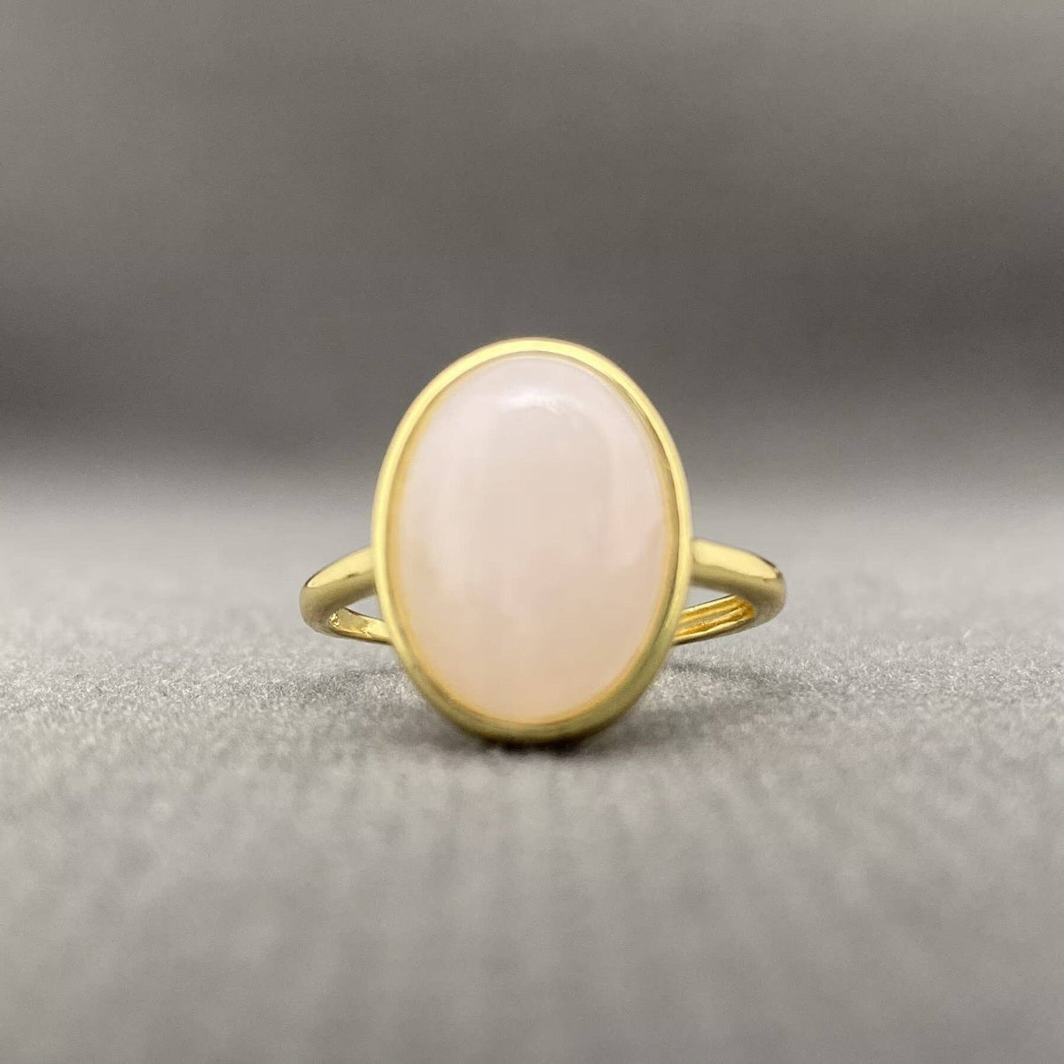 Oval Stone Adjustable Copper Ring