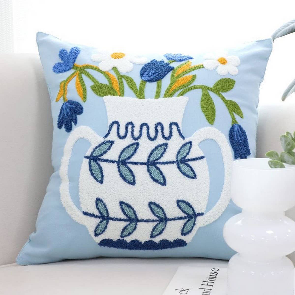 Floral Embroidered Pillow