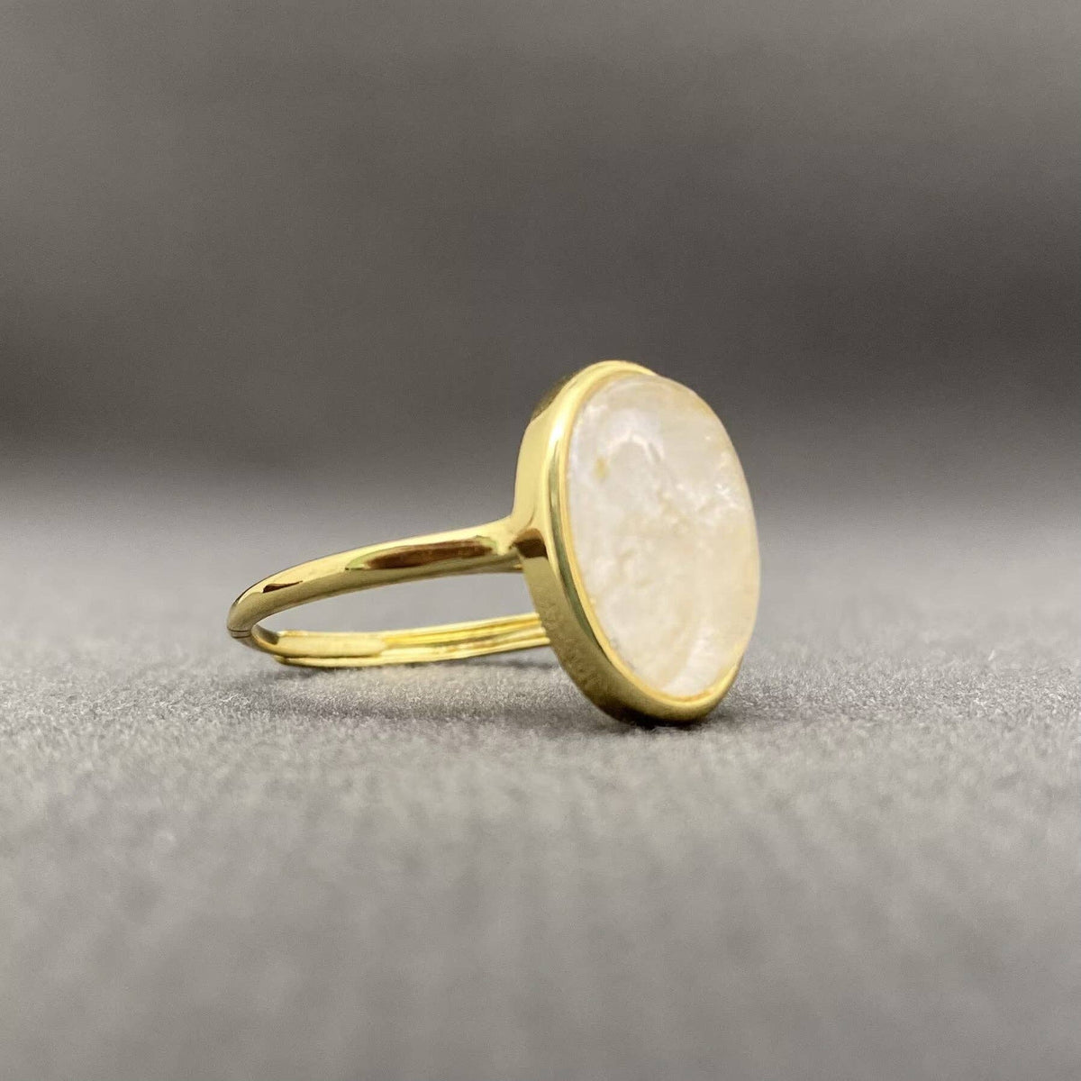 Oval Stone Adjustable Copper Ring