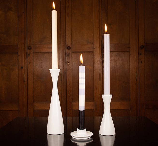 BRITISH COLOUR STANDARD - 15cm H / 5.9'' H Medium Pearl White Candleholder