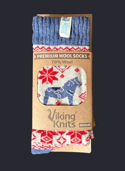 Viking Knits Dala Horse Swedish Pattern Wool Socks VKD2