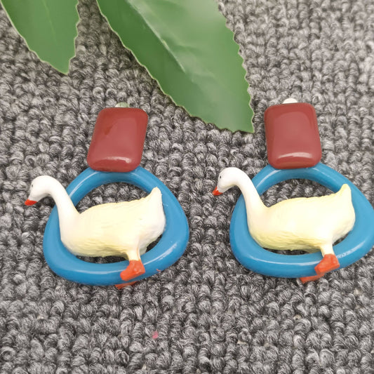 Funny Duck Charm Earrings