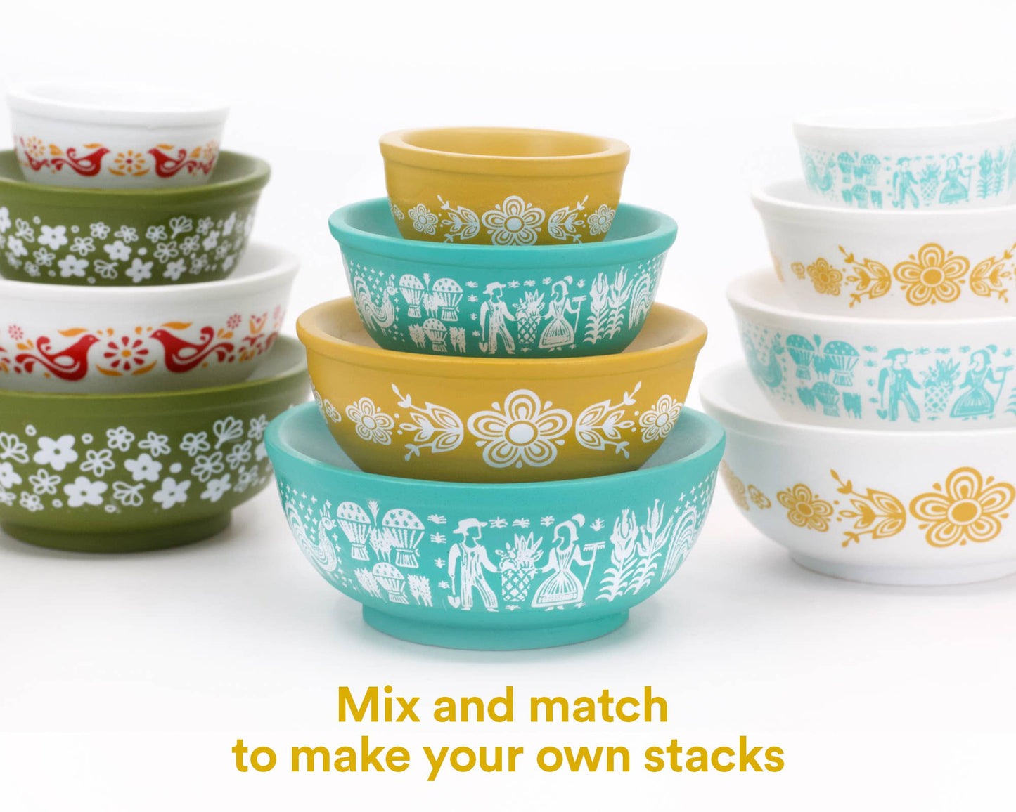 Mini Pyrex-Inspired Mixing Bowls – Retro Stackable Set