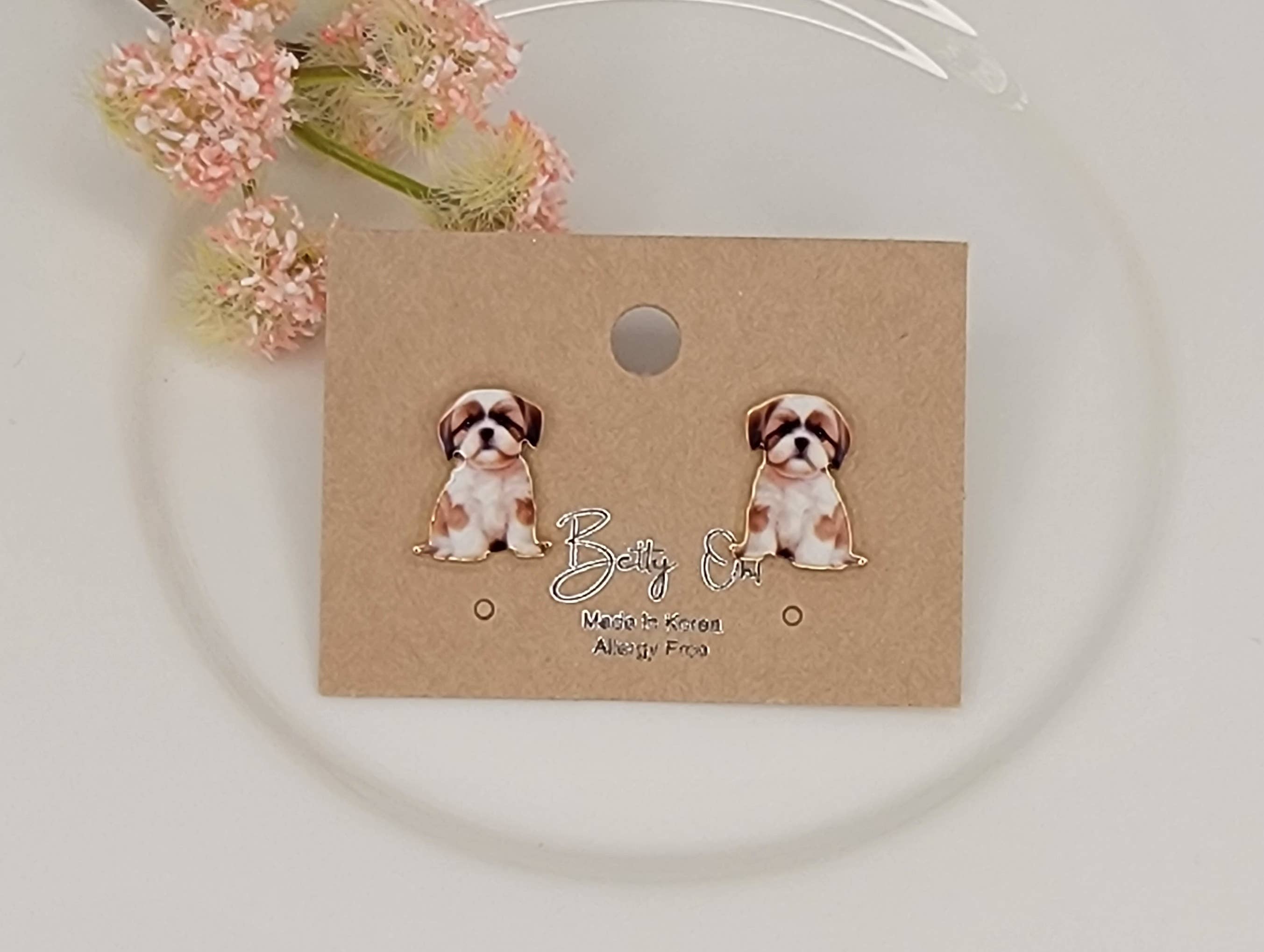 SHIH TZU STUD EARRINGS.