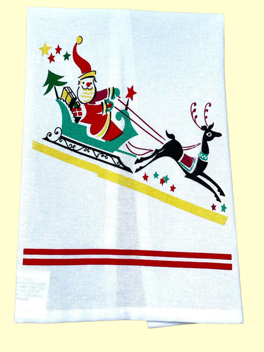 Santa's Christmas Ride Kitchen Tea Towel