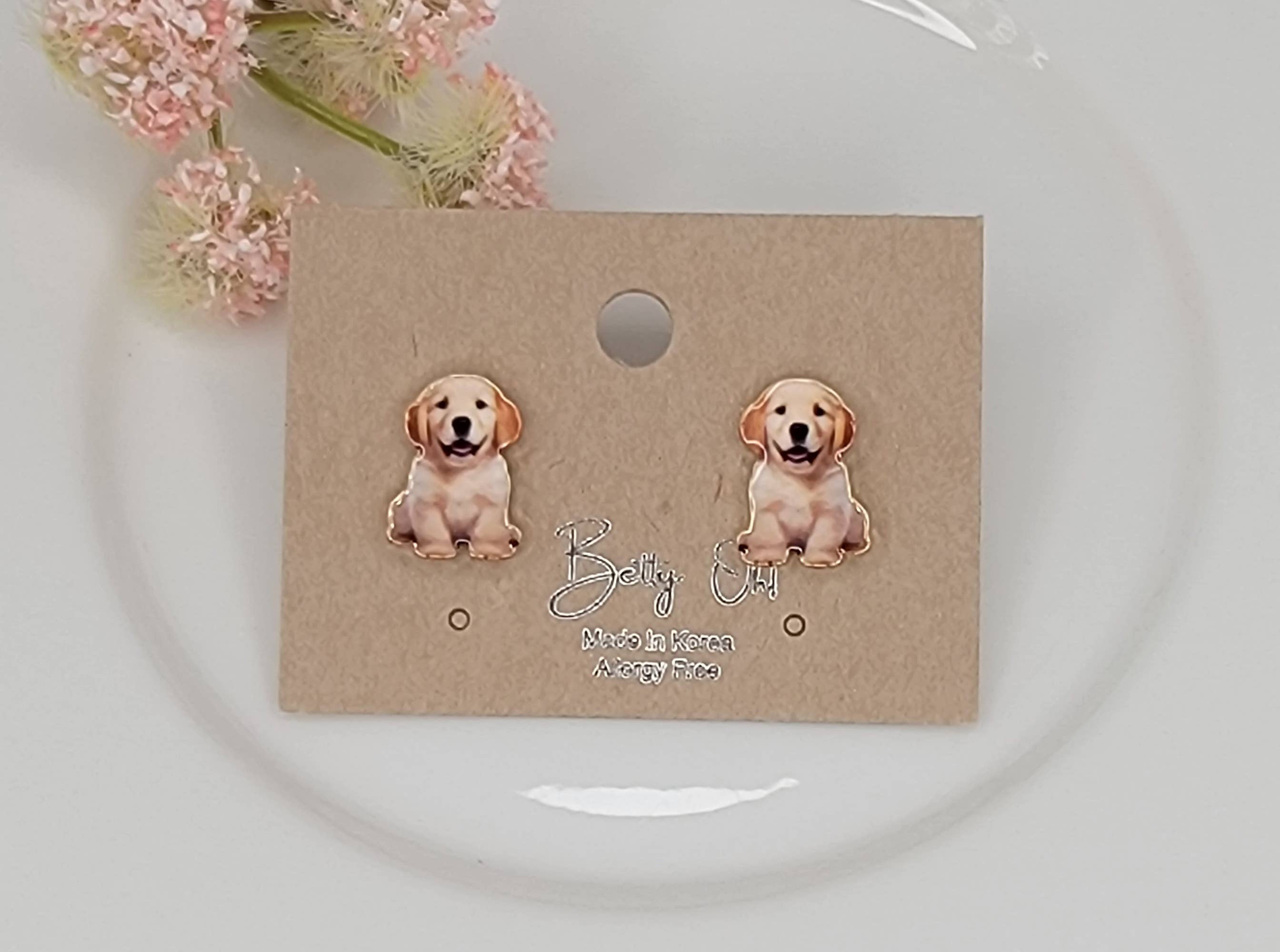 GOLDEN RETRIEVER PUPPY STUD EARRINGS
