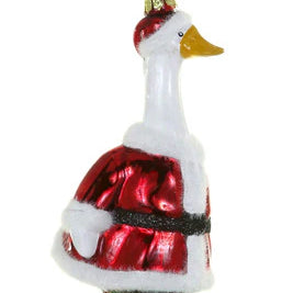 Porch Goose Santa Ornament