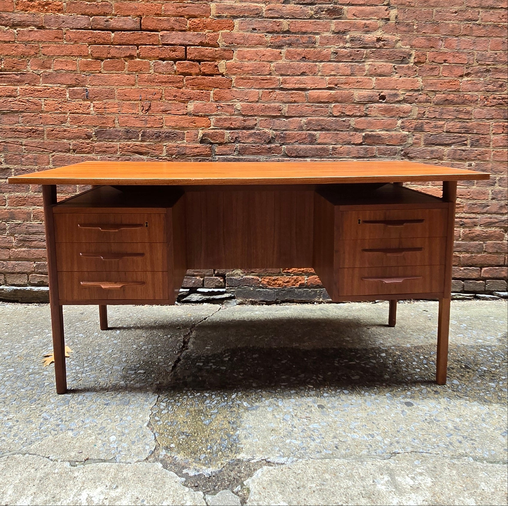 Danish Teak Desk with Display Shelf