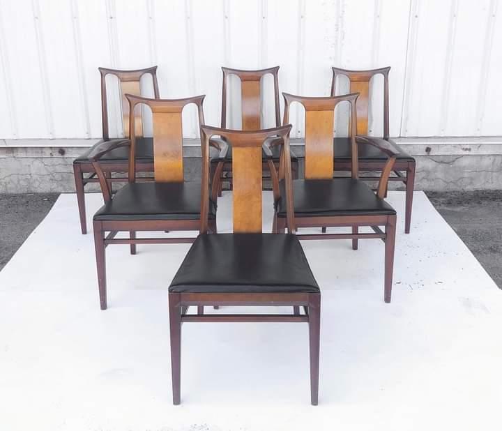 Walnut Dining Table and Six Chairs