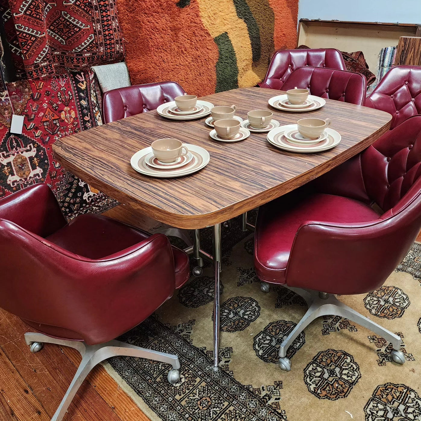 Vintage Game Table and 6 Chairs