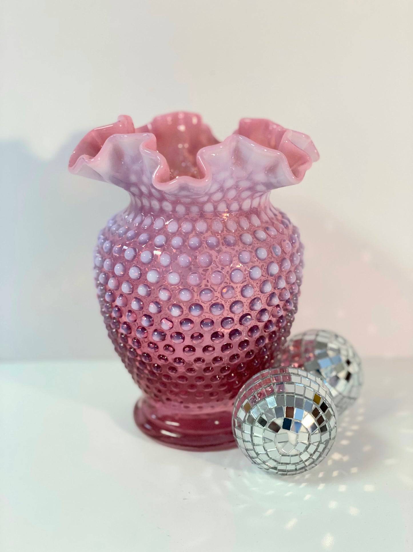 Fenton Cranberry Opalescent Hobnail Vase