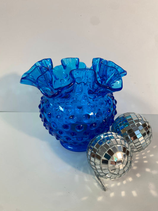 Blue Fenton Hobnail Small Vase