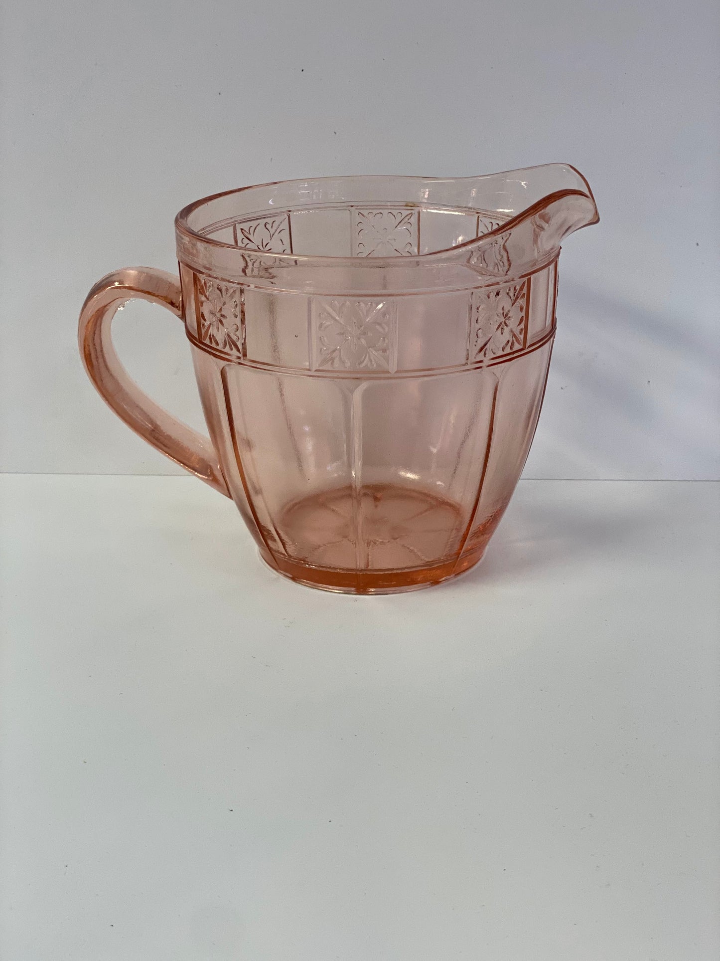 Jeannette Glass Pink Depression Doric Pitcher