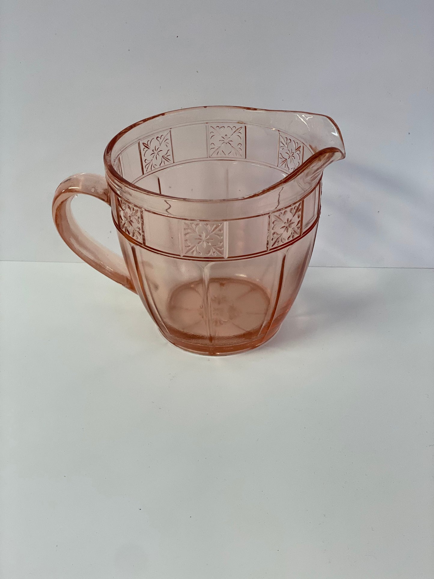 Jeannette Glass Pink Depression Doric Pitcher