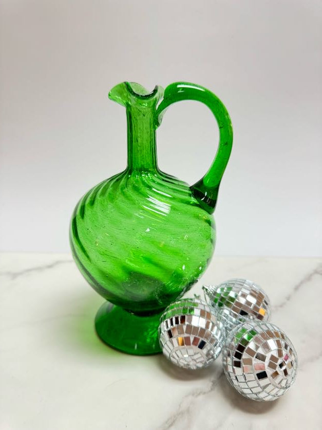 Green Swirl Hand Blown Vase