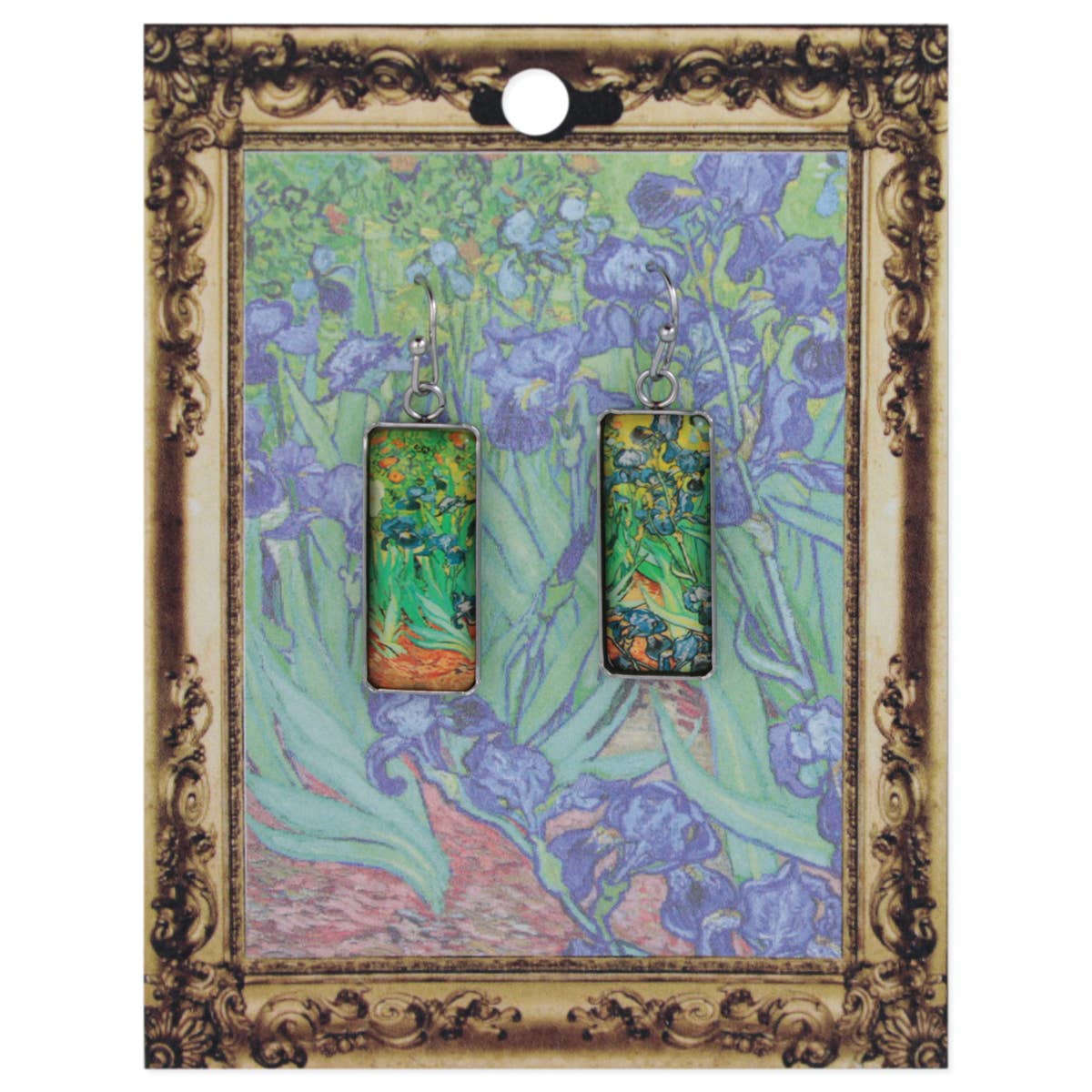 Irises Print Silver Bar Fine Art Earrings