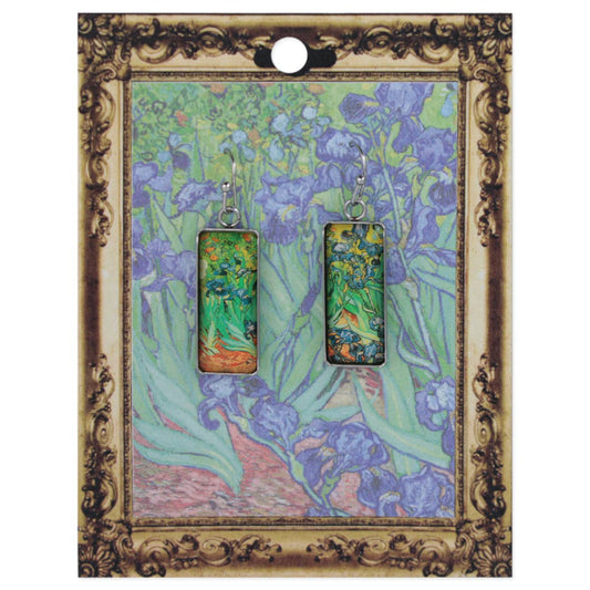 Irises Print Silver Bar Fine Art Earrings